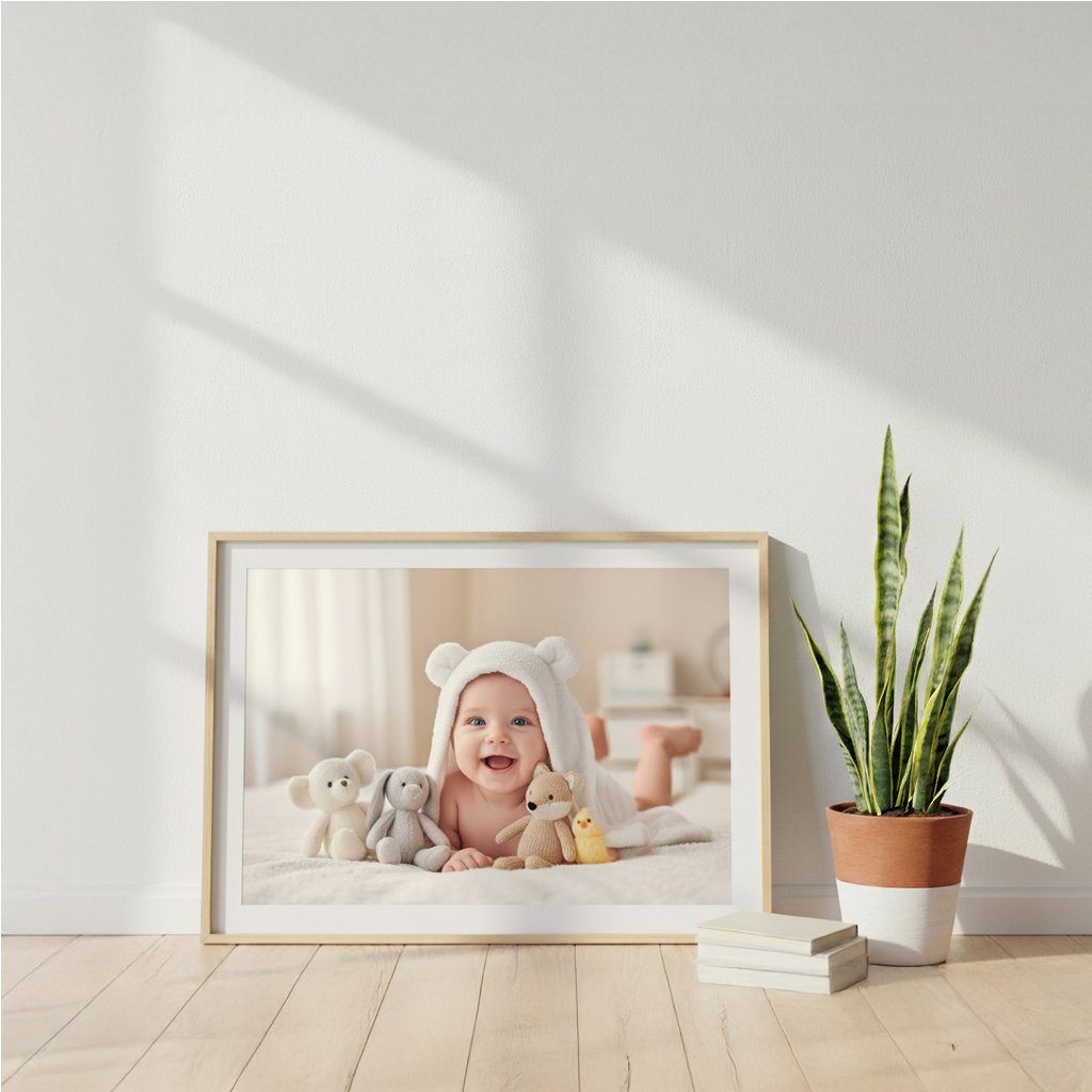 Happy Baby Under White Hood with Plush Toys #baby03