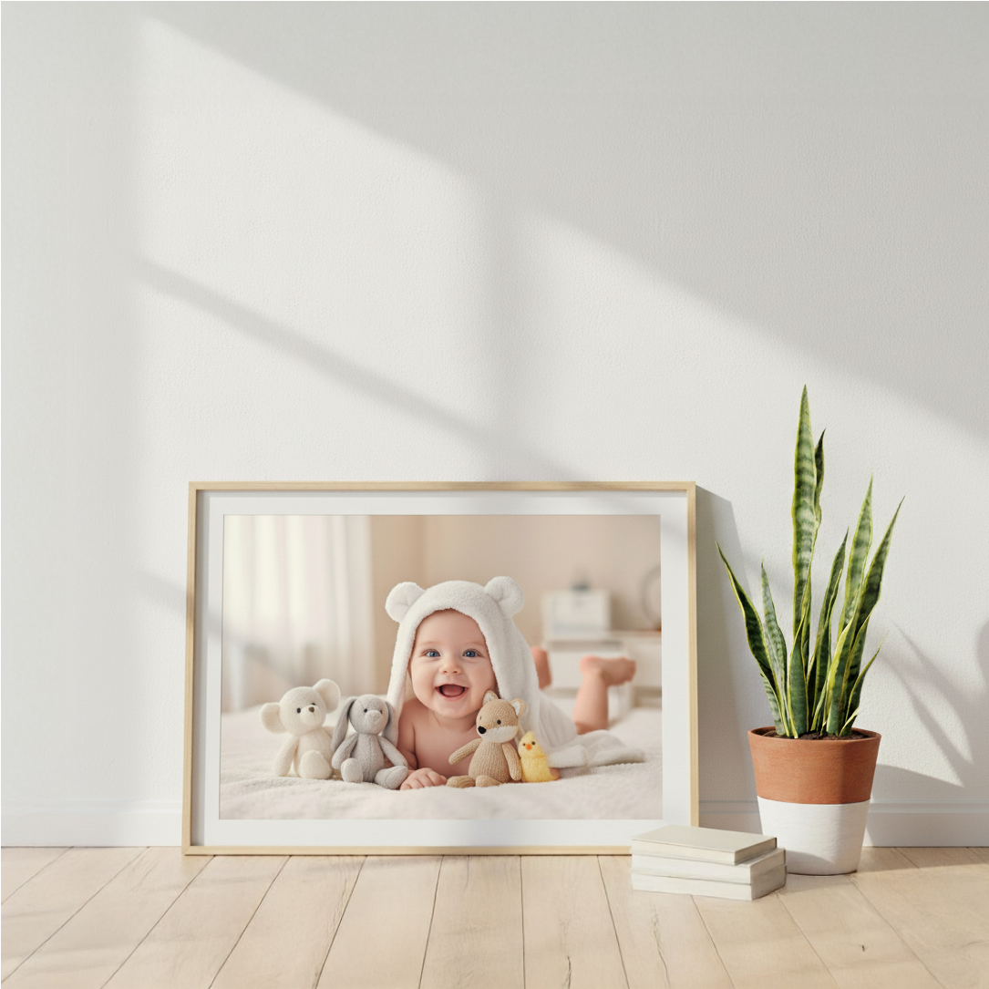 Happy Baby Under White Hood with Plush Toys #baby03