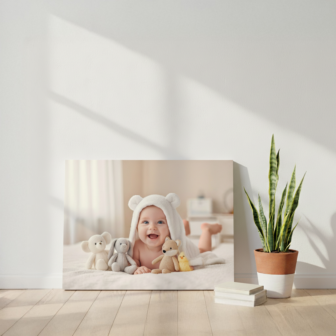 Happy Baby Under White Hood with Plush Toys #baby03