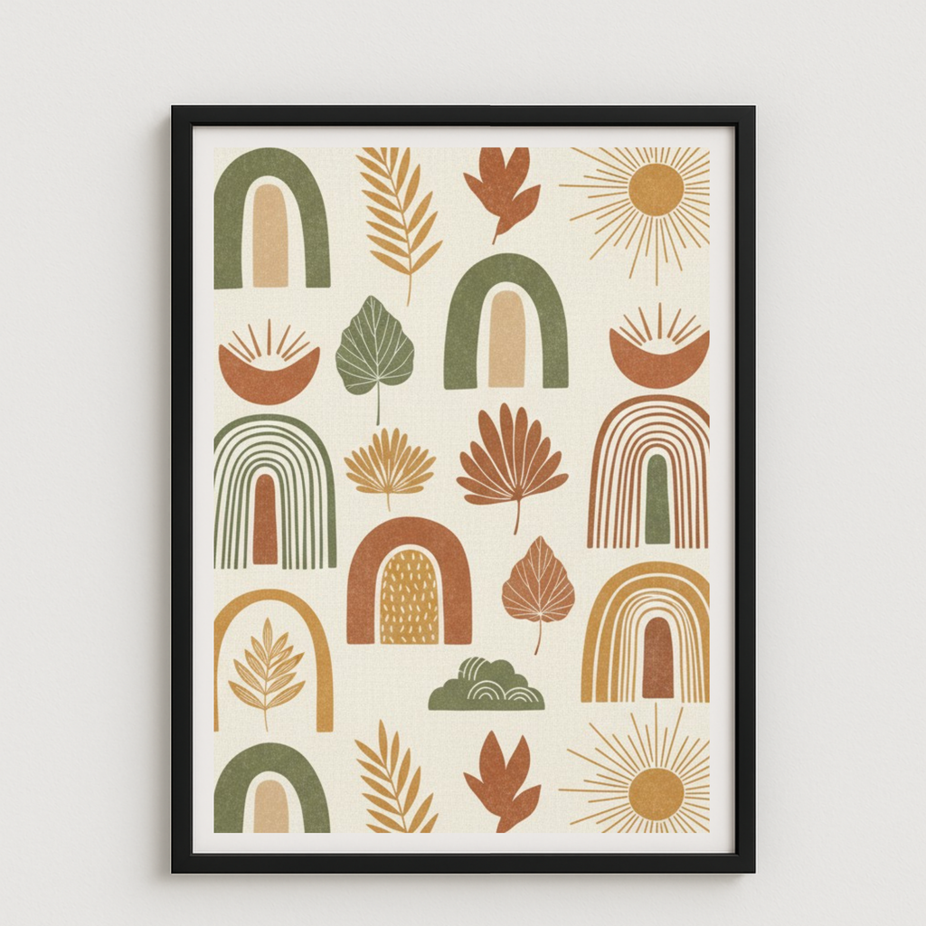 Boho Nature Harmony – Abstract Arches & Leaves BH09