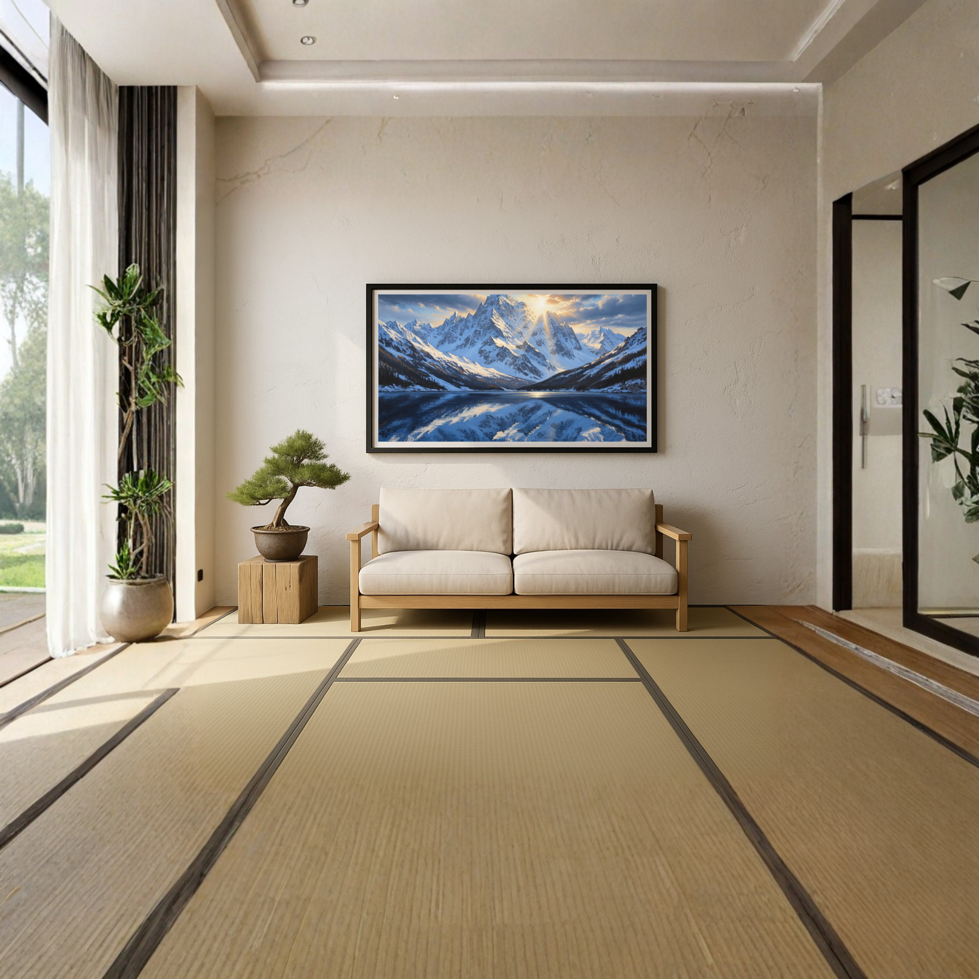 Majestic Reflections – Snow Mountain Landscape Painting ISP07