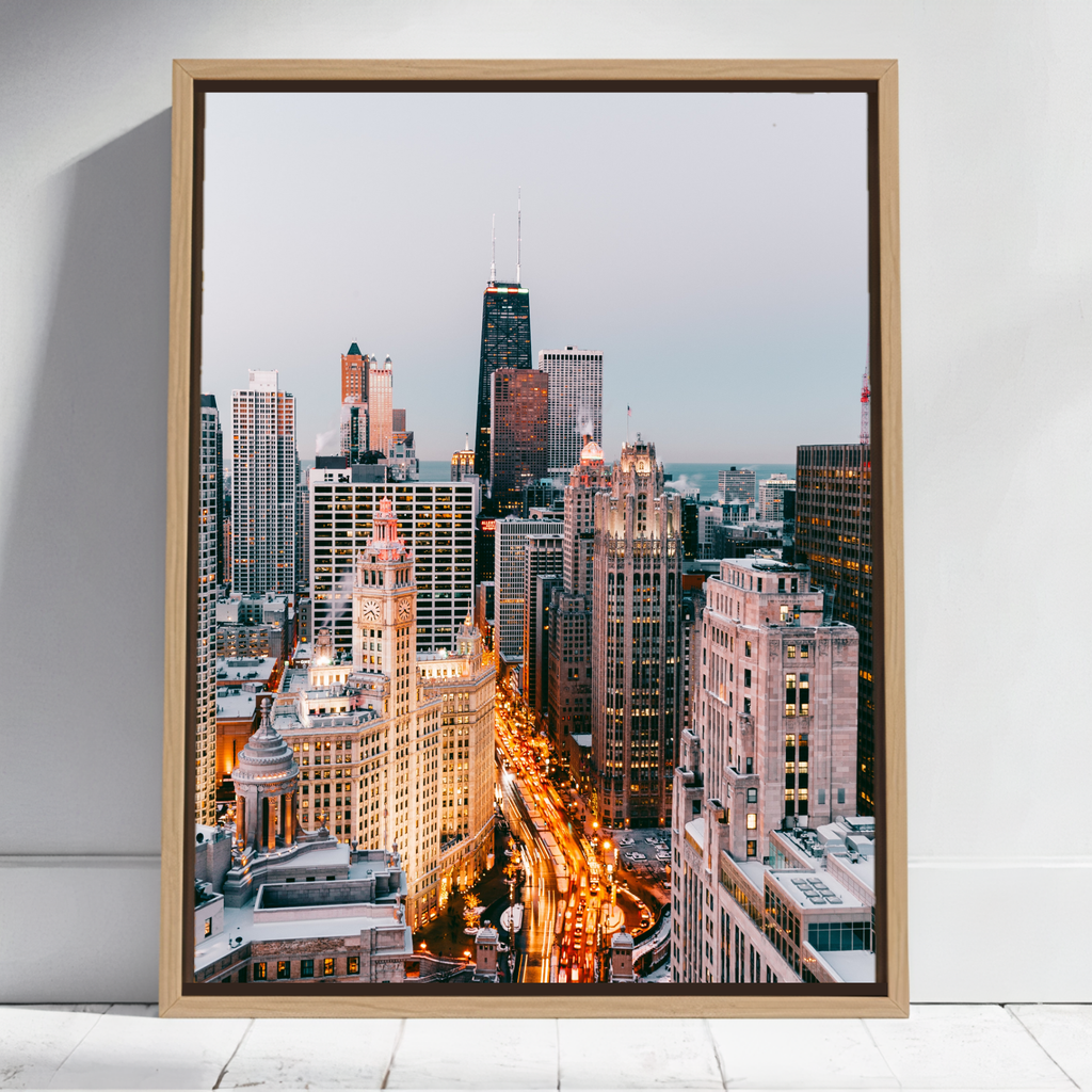 Golden Hour Skyline – Modern Cityscape Wall Art #CITY01