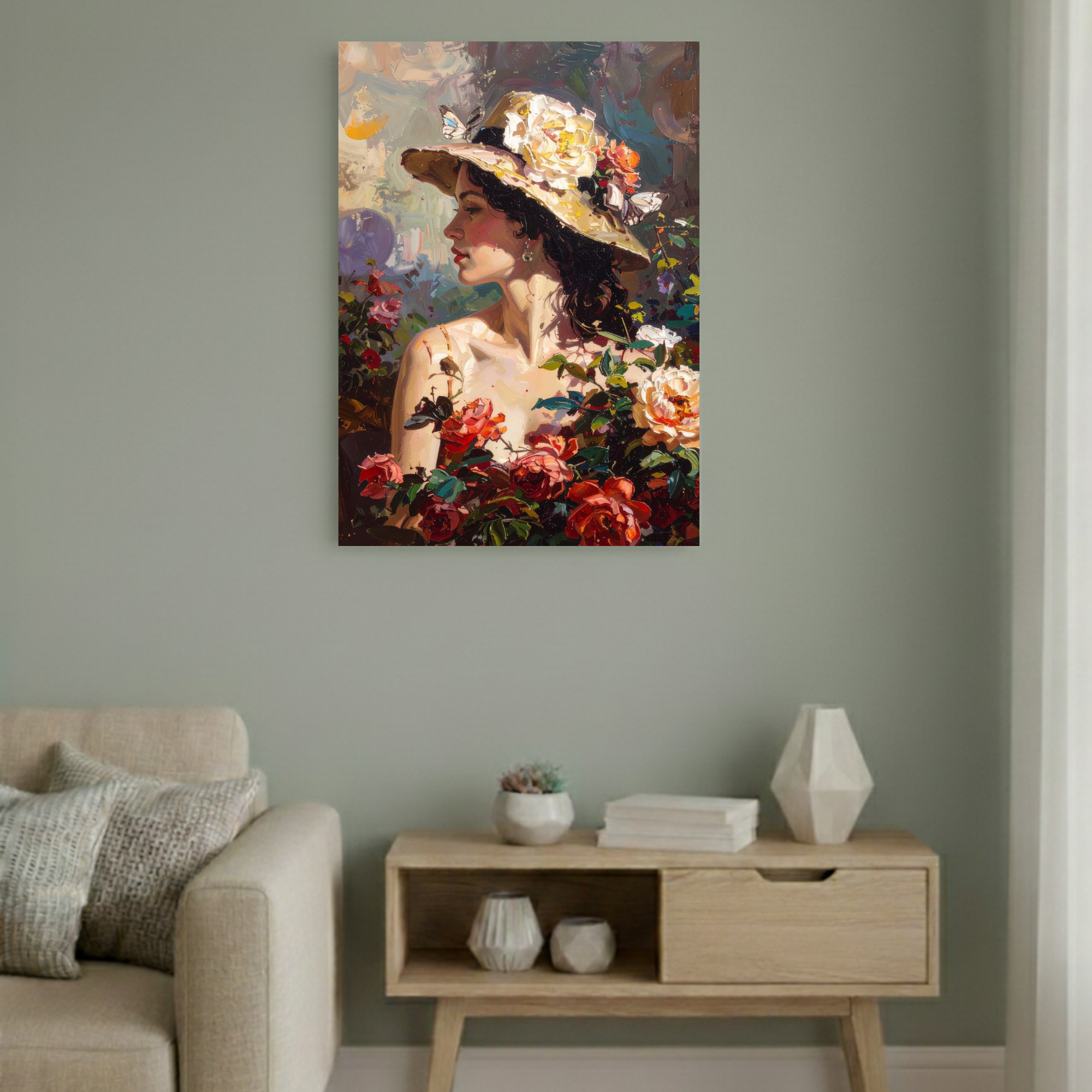 Blossom Muse – Textured Oil Portrait Painting GL01