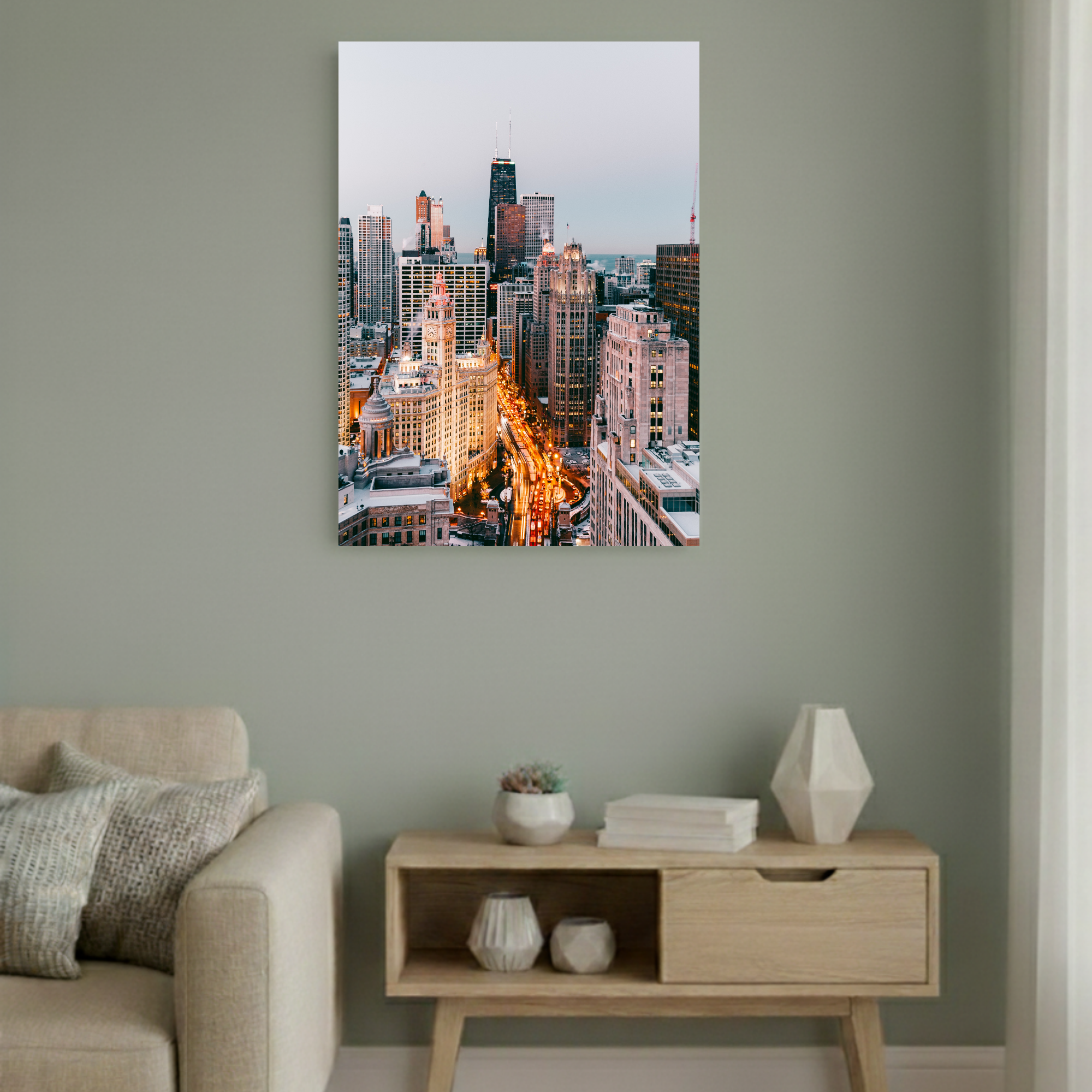 Golden Hour Skyline – Modern Cityscape Wall Art #CITY01