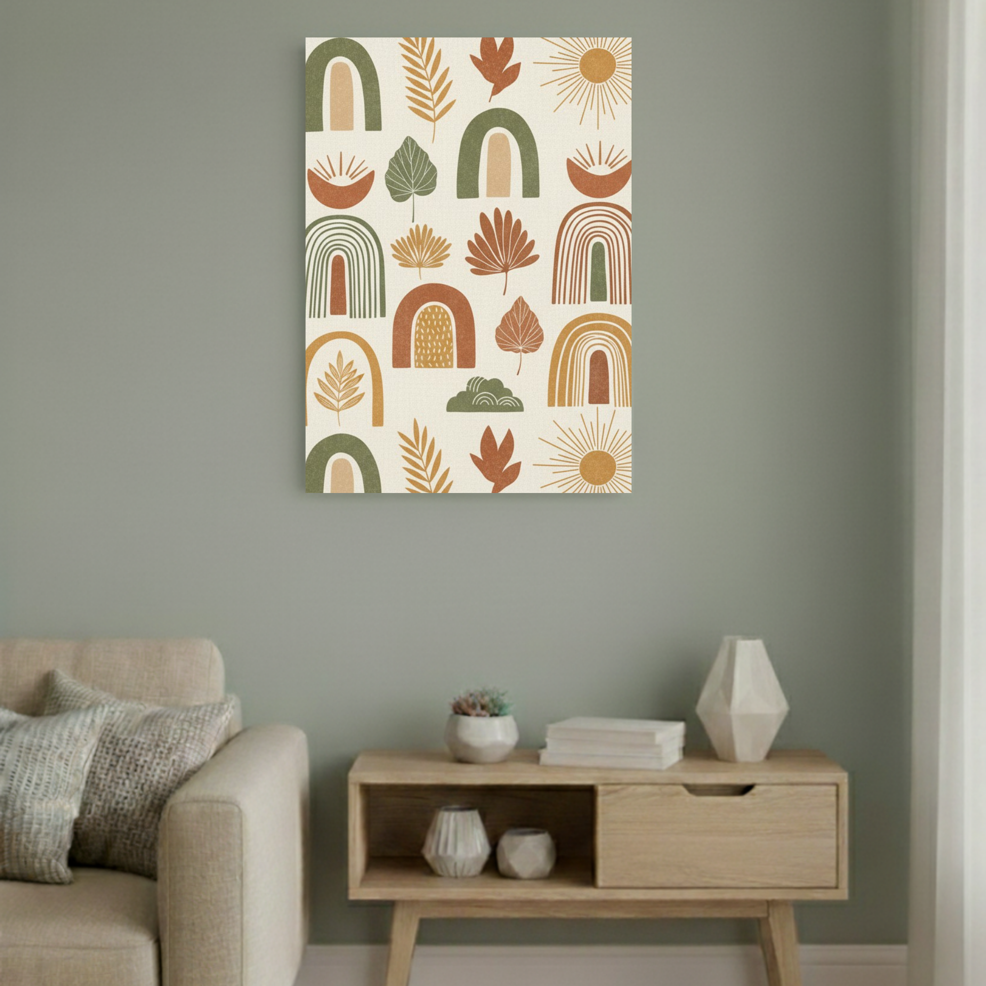 Boho Nature Harmony – Abstract Arches & Leaves BH09